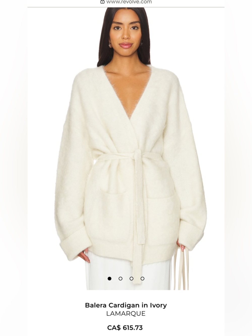 Lamarque Cream Belted Open-Front Mohair Blend Cardigan